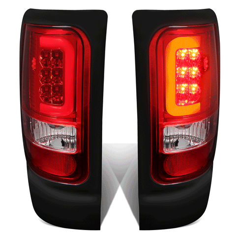 1994-2002 Dodge Ram 1500 2500 3500 LED Red C-Bar Tail Brake Light Lamps Red