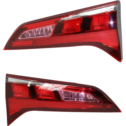 Halogen Tail Light Set For 2016-2017 Acura RDX Inner Clear/Red w/ Bulbs 2Pcs