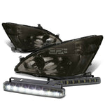 SMOKED HOUSING HEAD+CLEAR CORNER+LED FOG LIGHT KIT  03-07 ACCORD CM 2DR/4DR