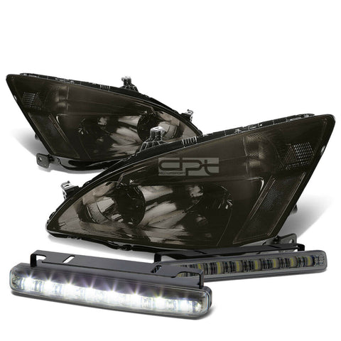 SMOKED HOUSING HEAD+CLEAR CORNER+LED FOG LIGHT KIT  03-07 ACCORD CM 2DR/4DR