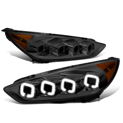 2015-2018 d Focus Sequential LED Halo Projector Headlight Smoked/Amber