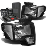 2009-2014 d F150 Pickup Pair Black/Clear Signal Headlight Lamps+Tool Box