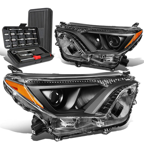 2016-2018 Toyota RAV4 Pair Black Amber Signal Projector Headlight+Tool Box