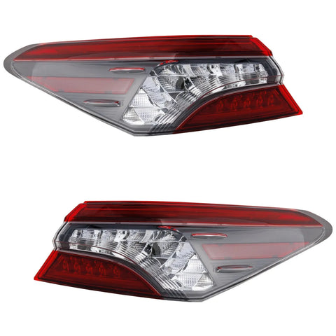 Tail Light Set For 2021-2022 Toyota Camry Left and Right Outer Clear/Red Halogen