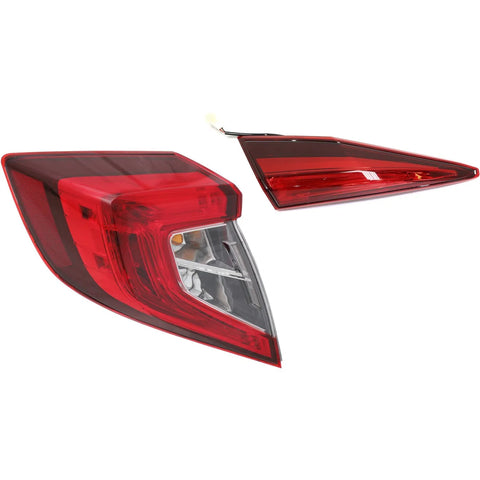 Tail Light For 2016-2018 Honda Civic Driver Side Inner and Outer