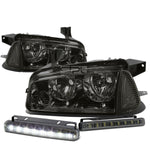 SMOKED HOUSING CLEAR LENS HEADLIGHT+CORN