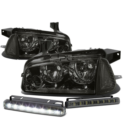 SMOKED HOUSING CLEAR LENS HEADLIGHT+CORN