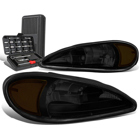 1999-2005 Pontiac Grand Am Tinted Amber Signal Headlight Head Lamp+Tool Box