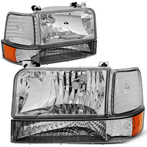 1992-1996 d F150/F250/F350 Chrome Bumper Headlights/+Am