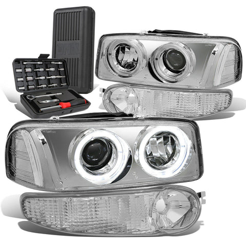 2002-2007 Sierra Halo Ring Projector Headlight+Bump