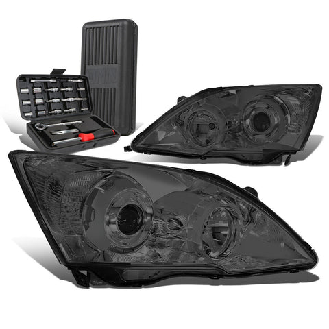 2007-2011 Honda CR-V Smoked/Clear Signal Projector Headlight Lamps+Tool Box