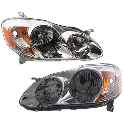 Headlight Asembly Set For 03-04 Toyota Corolla LE CE Sedan Left Right With Bulb