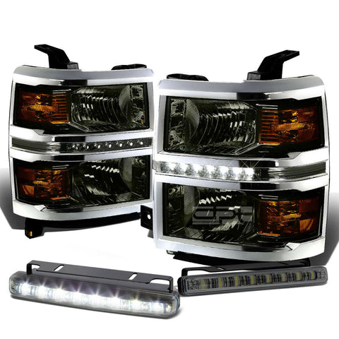 SMOKED HOUSING LED DRL HEADLIGHT+CORN