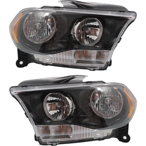 Halogen Headlight Set Black Interior Left and Right For 2011-2013 Dodge Durango
