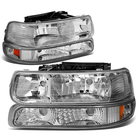 1999-2002 Chevy Silverado Chrome Housing Amber Corner Headlight Bumper Lamps
