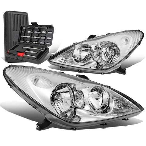 2002-2003 Lexus ES300 2004 ES330 Pair Chrome/Clear Side Headlights+Too