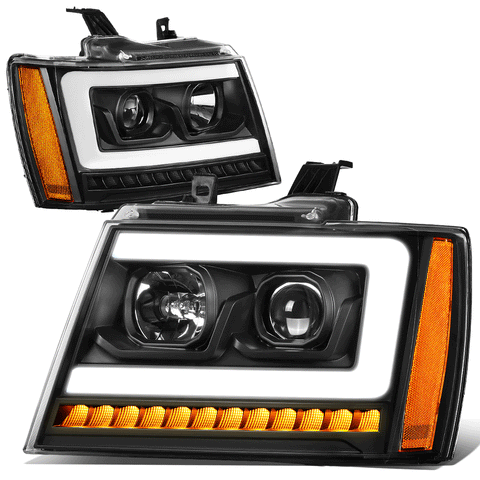 [LED Sequential Signal] 07-14 Tahoe Suburban 3D DRL+Projector Headlight Lamps