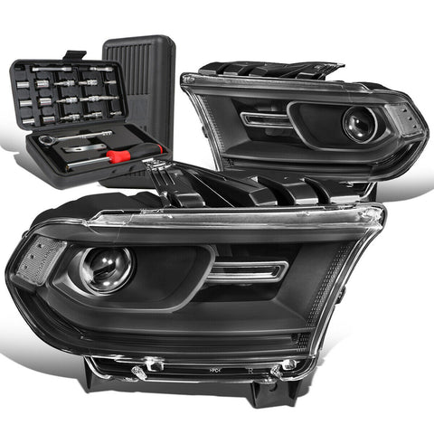 2014-2020 Dodge Durango Pair Black/Clear Side Porjector Headlights+Too
