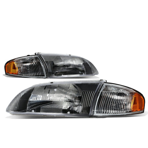 98-99 Mazda 626 Black Housing Headlight+Ambe