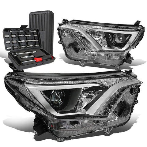 2016-2018 Toyota RAV4 Pair Chrome Clear Signal Projector Headlight+Tool Box