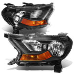 19-21 d Ranger XL XLT Factory Style Headlights Head Lamps Black/ Amber