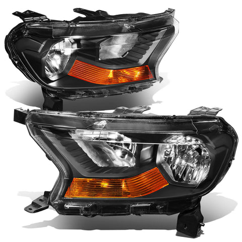 19-21 d Ranger XL XLT Factory Style Headlights Head Lamps Black/ Amber