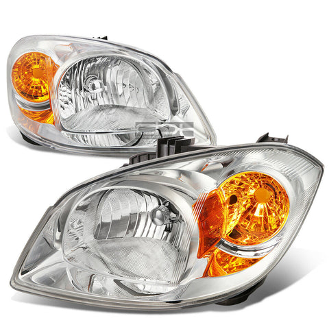 2005-2010 Chevy Cobalt Pontiac G5 Pursuit Headlight Headlamps Chrome Amber