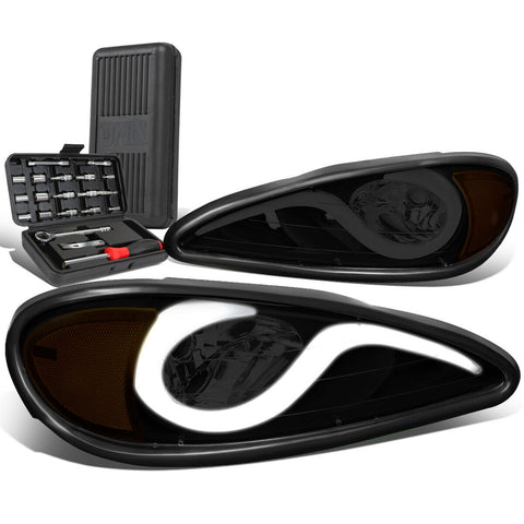 1999-2005 Pontiac Grand AM LED Smoked Amber Signal Headlight Lamps+Tool Box