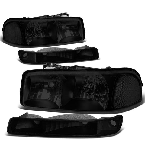 99-07 GMC Sierra Yukon XL Tinted Housing Clear Corner Headlight+Bump