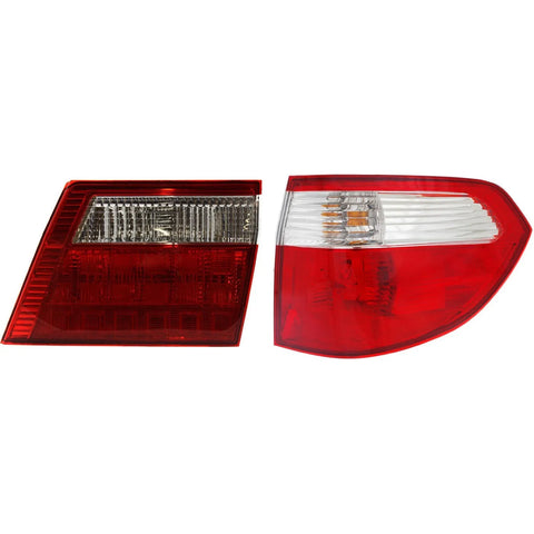 Tail Light Set For 2005-2007 Honda Odyssey Right Inner Outer Clear/Red Halogen
