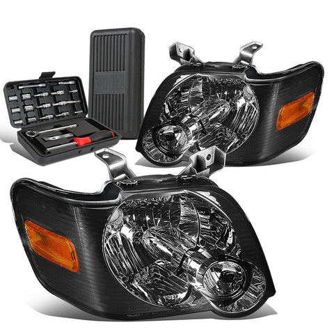 2006-2010 d Expedition Pair Smoked/Amber Signal Headlight Lamps+Tool Box