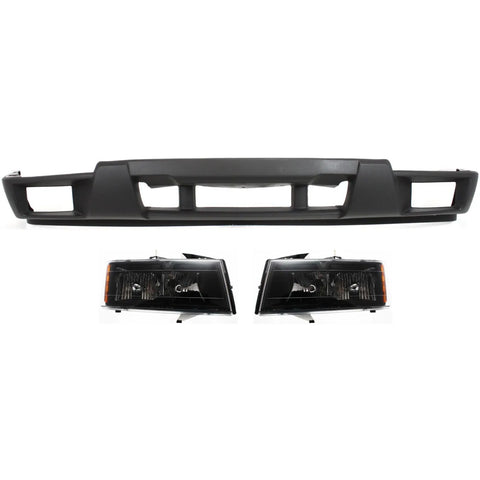 Bumper Cover Kit For 2004-2012 Chevrolet Colorado Front 3pc Textured