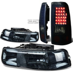 99-02 SILVERADO SMOKED CRYSTAL HEADLIGHT+BLAC