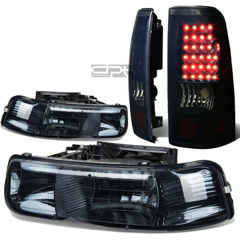 99-02 SILVERADO SMOKED CRYSTAL HEADLIGHT+BLAC