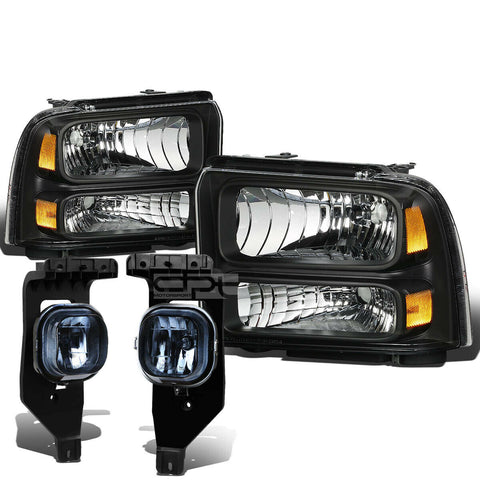 05-07 SUPERDUTY BLACK AMBER HEADLIGHT+TRUN SIGNAL LAMP+SMOKED OE FOG LIGHT