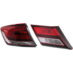 Tail Light Set For 2013-2015 Honda Civic Left Inner and Outer Clear/Red Halogen