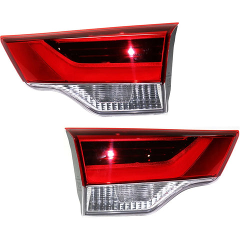 Tail Light Set For 2017-2019 Toyota Highlander LH RH Inner Clear/Red Halogen
