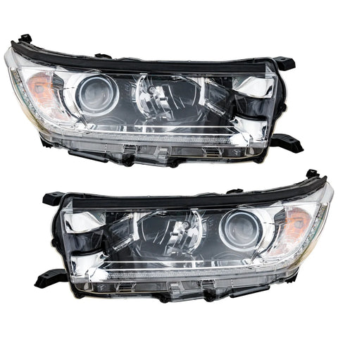 Headlight Set For 2017-2018 Toyota Highlander Driver Passenger w/ bulbs Halogen
