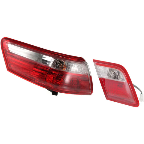 Tail Light Set For 2007-2009 Toyota Camry Left Inner and Outer Clear/Red Halogen