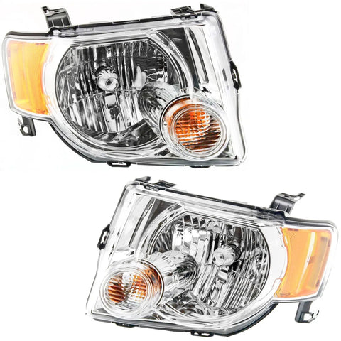 Halogen Headlight Set For 2008-2012 Ford Escape Left & Right w/ Bulb(s) Pair