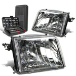 1993-1997 d Ranger Pickup Pair Chrome Crystal Headlight Lamps+Tool Box