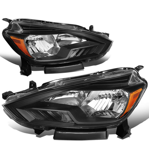 16-18 Nissan Sentra Factory Style Black Housing Amber Corner Headlights Lamp