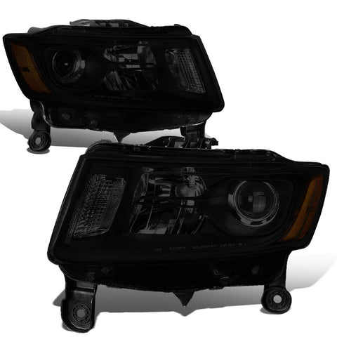14-16 Jeep Grand Cherokee WK2 Tinted Housing Amber Side Projector Headlight
