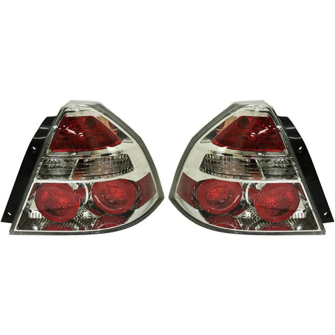 Halogen Tail Light Set For 2007-2008 Chevrolet Aveo Sedan Clear/Red w/Bulbs 2Pcs