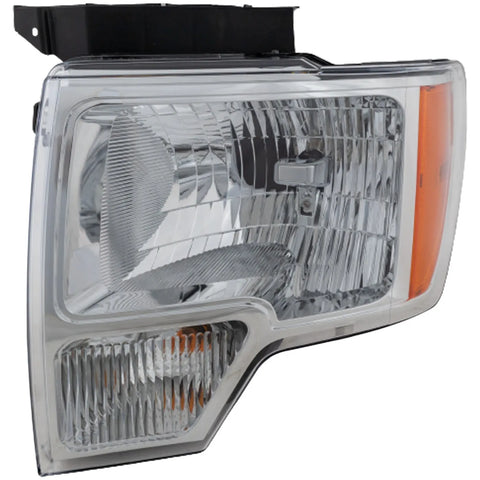 Headlight For 2009-2014 Ford F-150 Left Chrome Housing With Bulb CAPA