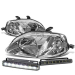 CHROME HOUSING HEAD+CLEAR CORNER+SMOKED LED FOG LIGHT KIT  99-00 CIVIC EK/EJ