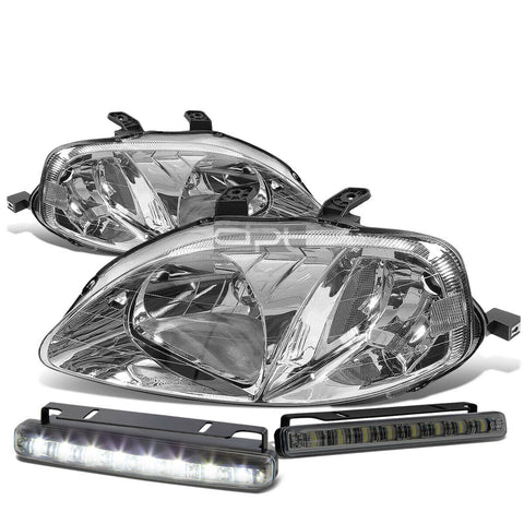 CHROME HOUSING HEAD+CLEAR CORNER+SMOKED LED FOG LIGHT KIT  99-00 CIVIC EK/EJ