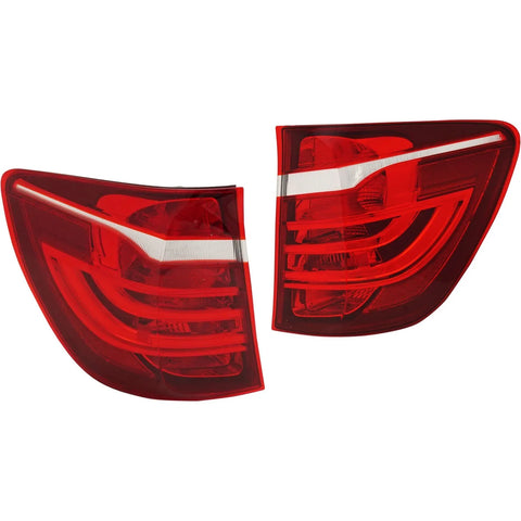 Tail Light Set For 2011-2017 BMW X3 Left and Right Outer Clear/Red Halogen