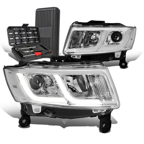 2014-2016 Grand Cherokee Pair LED Chrome Clear Projector Headlights+Too