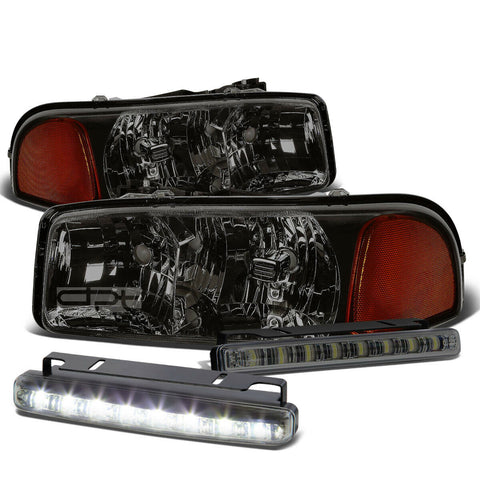 SMOKED HOUSING HEAD+AMBER CORNER+LED FOG LIGHT KIT  99-06 GMC SIERRA/YUKON